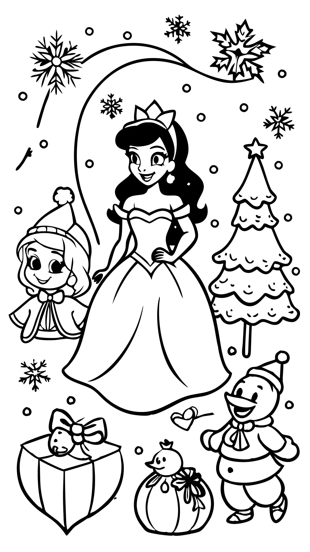 Páginas para colorear de Navidad Disney Princess